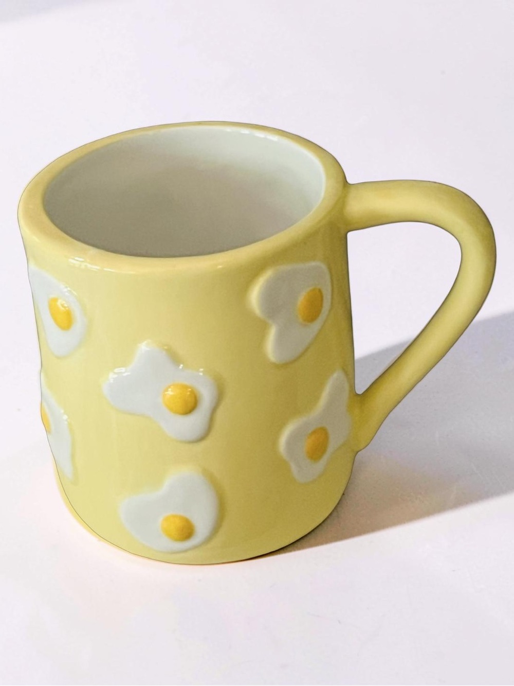Yellow Ceramic Egg-Accent Coffee Mug